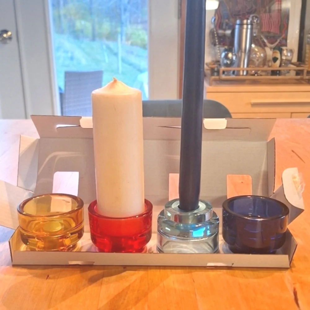 NWT Ikea Ädelhet convertible candle holders (4) and 2 inch flameless candles (3)